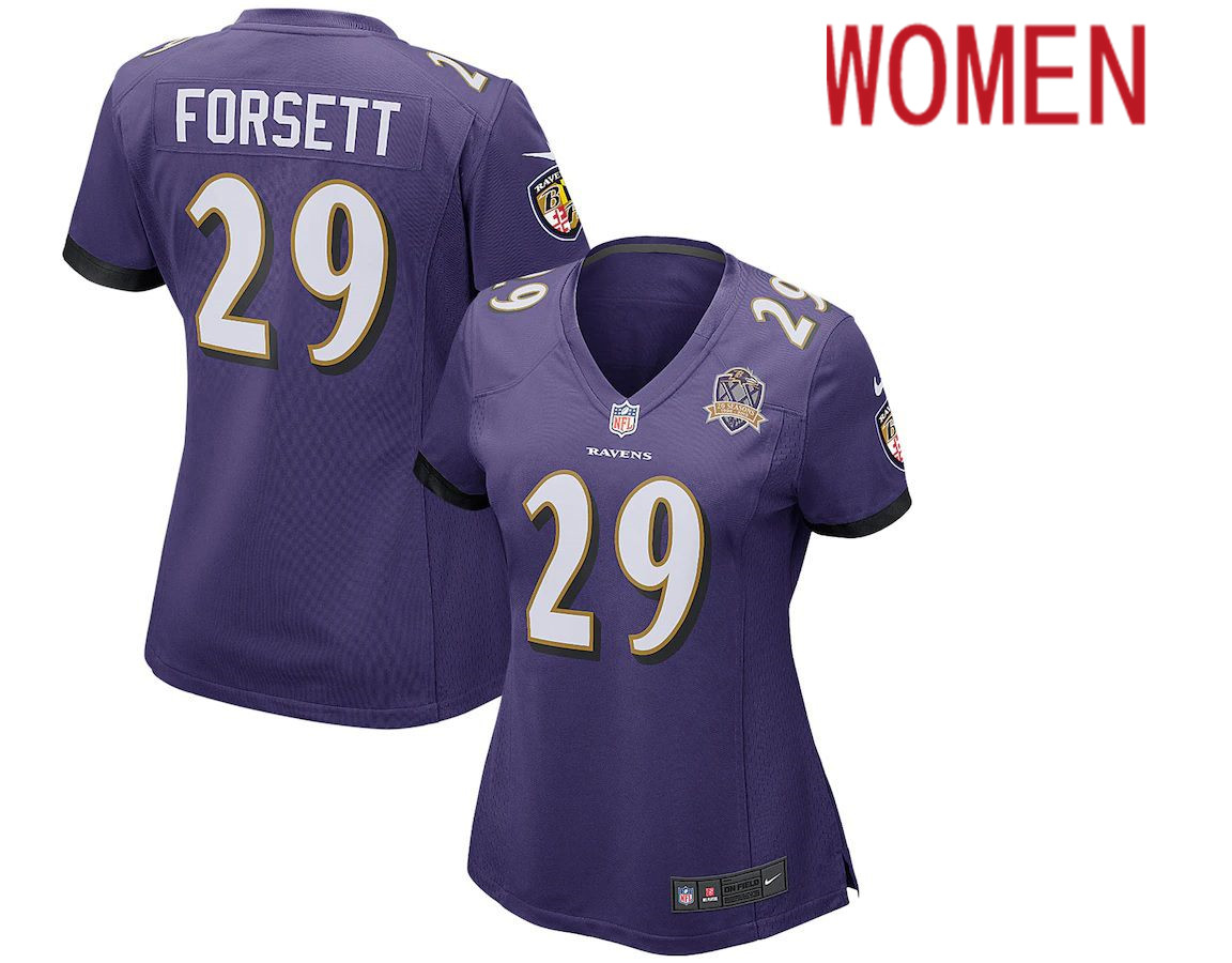 Women Baltimore Ravens 29 Justin Forsett Nike Purple Patch Game NFL Jersey